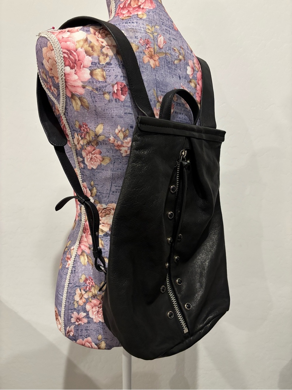 Vince Camuto Cab Black Leather studded Convertible Backpack